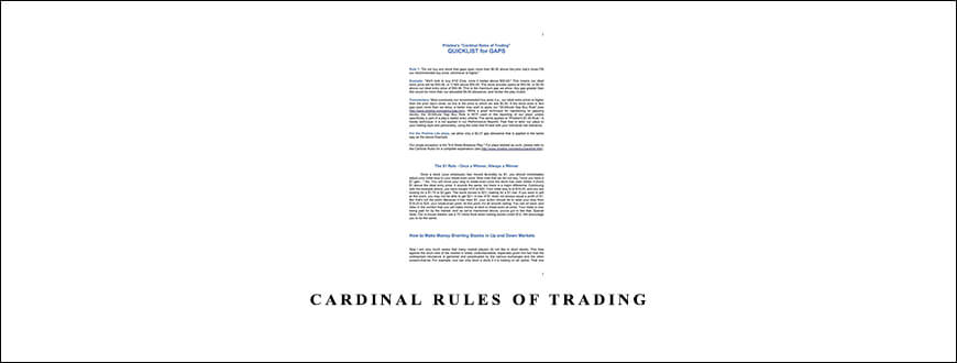 Cardinal Rules of Trading by Pristine